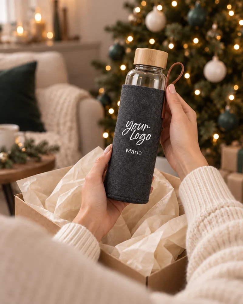 Persönliche Weihnachtsgeschenkbox wird ausgepackt